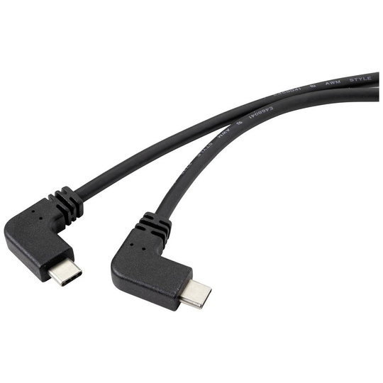Renkforce RF-4633064 Kabel 1.20 m Svart Vinklad 90° åt vänster