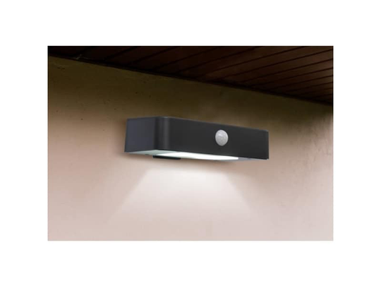 Sygonix Solcelle-udendørs vægbelysning med bevægelsessensor SY-4677502 SMD LED 1 W Koldhvid Sort
