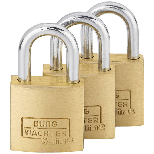 Burg Wächter 29921 Hänglås 25.00 mm Set 3 st Mässing Nyckel