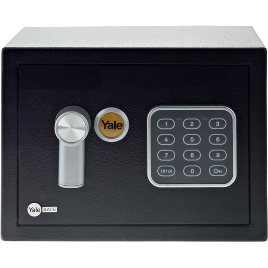 YALE kassaskåp med elektroniskt lås, ministorlek, H.17 x B.23 x D.17 cm (3,8 L)
