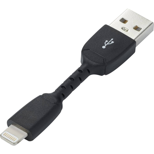 Renkforce N/A N/A [1x USB 2.0 A hane - 1x Apple Lightning hane] 0.05 m Svart