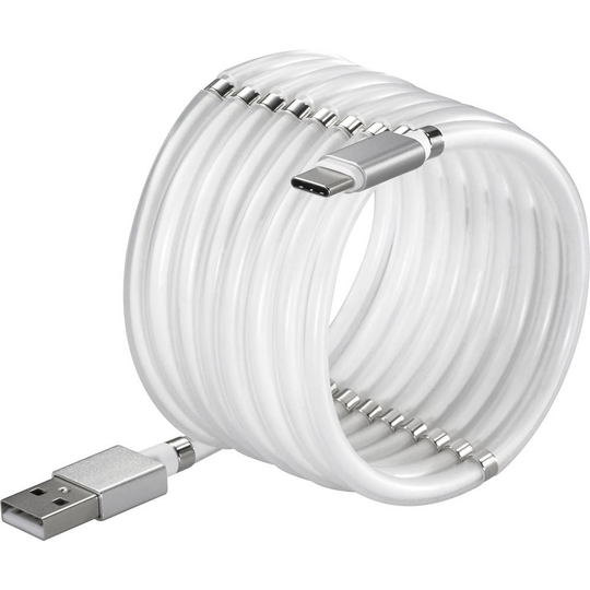 Renkforce TO-6895311 [1x USB 2.0 A hane - 1x USB 2.0 kontakt C] 2.00 m Vit guldpläterad kontakt