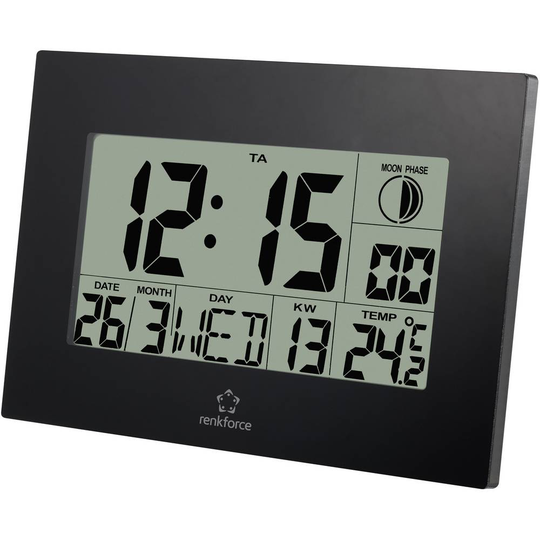 Renkforce E0311R DCF Väggklocka 230 mm x 163 mm x 28 mm Svart