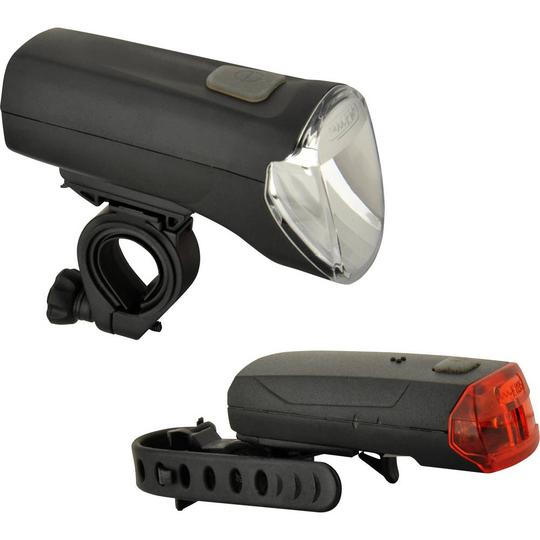 FISCHER FAHRRAD Cykelbelysning-set 85347 LED batteri Svart