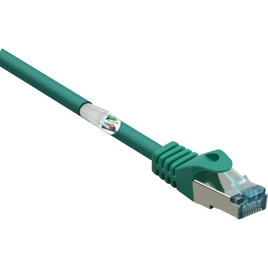 Renkforce RF-5088650 RJ45 Nätverk Anslutningskabel CAT 6A S/FTP 2.00 m Standardgrön (sidenmatt) Flamskyddsmedel