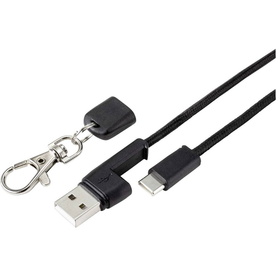 Renkforce RF-4538142 [1x USB 2.0 A hane - 1x USB-C® hane] 95.00 cm Svart guldpläterad kontakt