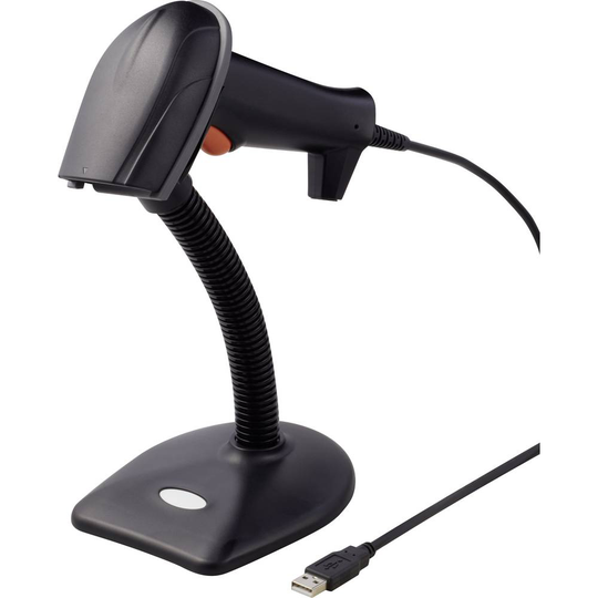Renkforce Renkforce 2D Streckkodsskanner Kabelbunden 1D, 2D Laser Svart Hand-skanner USB
