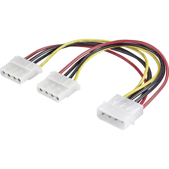 Renkforce Ström Förlängningskabel [1x IDE-ström 4-pol hane - 2x IDE-ström 4-pol hona] 20.00 cm Svart, Röd, Gul