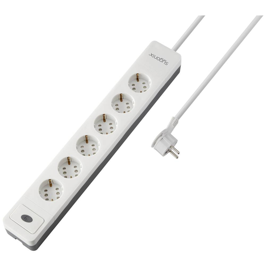 Sygonix SY-5145332 Förgreningsdosa med brytare 12x Vit, Grå Skyddskontakt