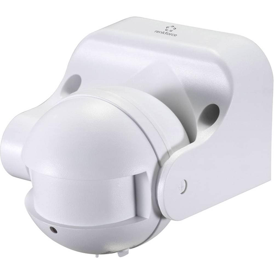 Renkforce 1362991 Utanpåliggande, Uppbyggnad, Vägg HF-rörelsedetektor 180 ° Relä Vit IP44