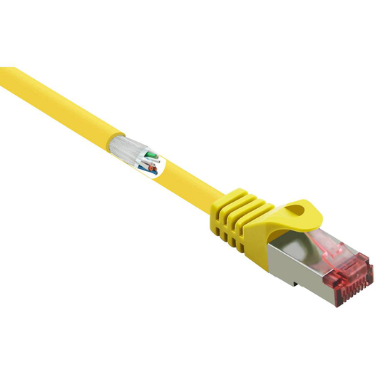 Renkforce RF-3432074 RJ45 Nätverk Anslutningskabel CAT 6 S/FTP 15.00 m Gul med låsskydd, guldpläterad kontakt, Flamskyddsmedel