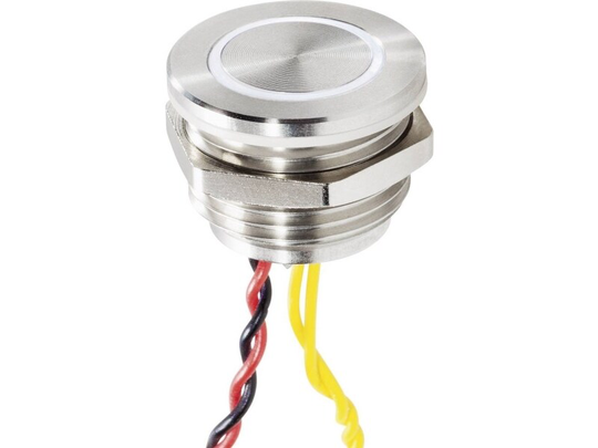 Renkforce RF-4707816 Ringeklokke Belyst, Med Piezo Enkel Rustfrit stål, Hvid 24 V/0,3 A