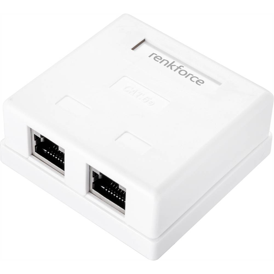 Renkforce Nätverksuttag Utanpåliggande CAT 5e 2 Port Vit