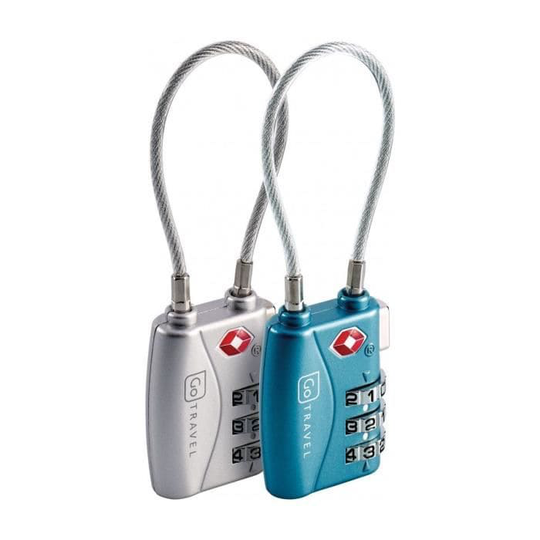 Go Travel - Hänglås med TSA-kabel (360) blågrå storlek 10,2 cm