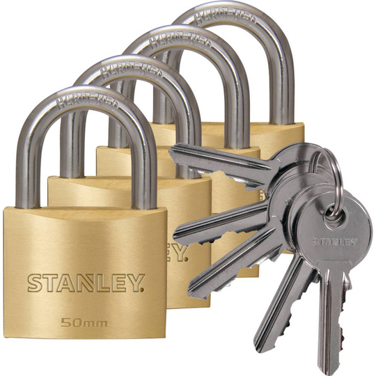Stanley 81104 371 404 Hänglås 50 mm Set 4 st Nyckel