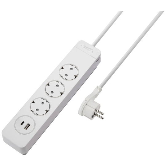 Sygonix SY-4981228 Förgreningsdosa med brytare Vit Skyddskontakt