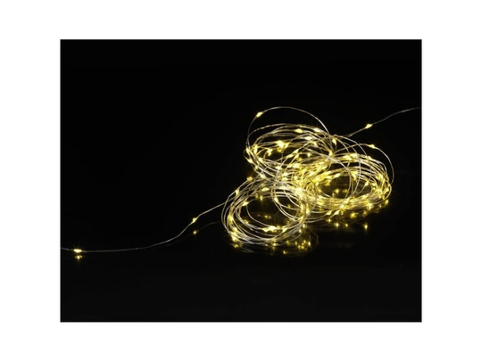 Sygonix SY-4722040 Mini-lyskæde Indvendigt/udvendigt Batteridrevet Antal pærer 100 LED (RGB) Varmhvid Oplyst Længde: 10.4 m variabelt justerbar, Time