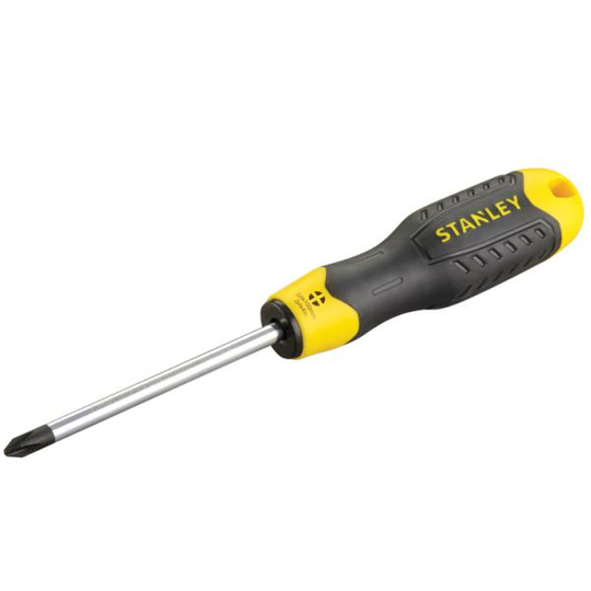 STANLEY 0-64-955 Cushion Grip Skruvmejsel Pozidriv, kromad klinga, mjukt grepp PZ 1 x 75 mm