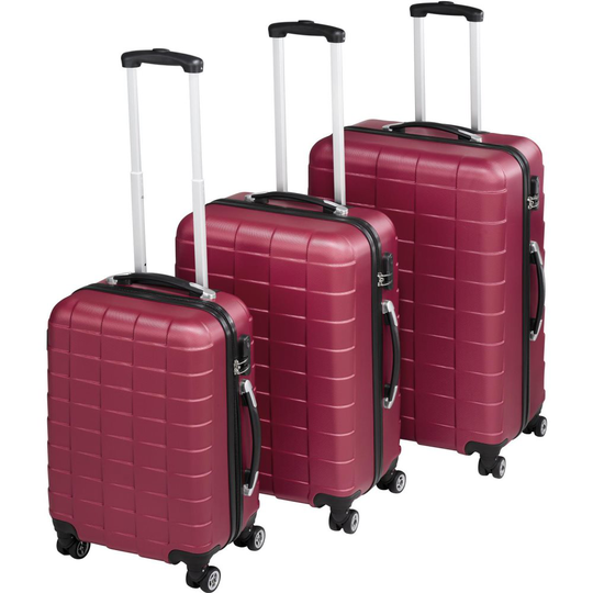 Trolley-set 3 delar hardcase - vinröd