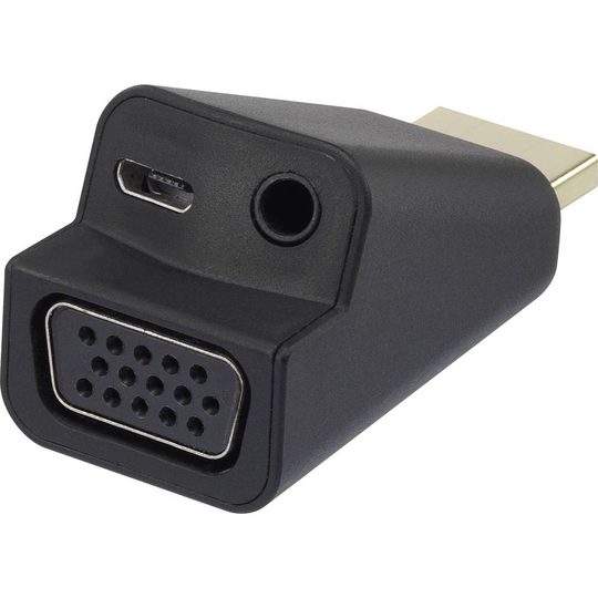 Renkforce HDMI / VGA Adapter [1x HDMI hane - 1x VGA hona, Telejack 3.5 mm] Svart
