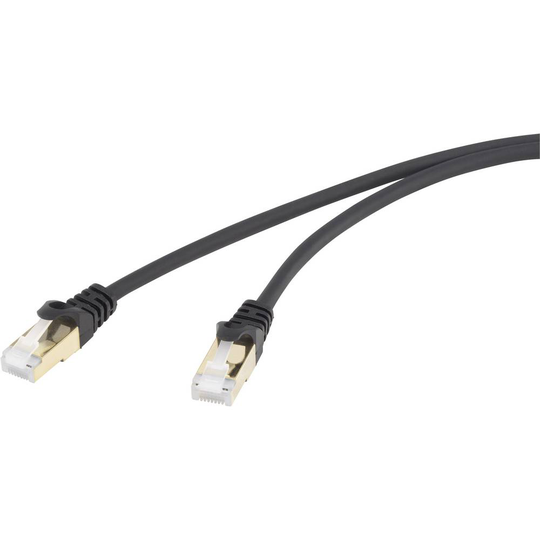 Renkforce RF-4241886 RJ45 Nätverk Anslutningskabel F/FTP 1.00 m Svart guldpläterad kontakt, med låsskydd
