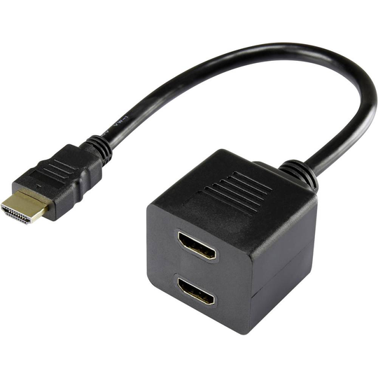 Renkforce HDMI Y-adapter [1x HDMI hane - 2x HDMI hona] Svart guldpläterad kontakt