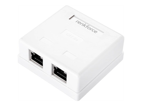 Renkforce Netværksstikdåse Overflademonteret CAT 5e 2 porte Hvid