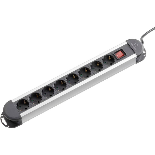 Renkforce 815A-CMB Förgreningsdosa med brytare 8x Svart, Silver Skyddskontakt