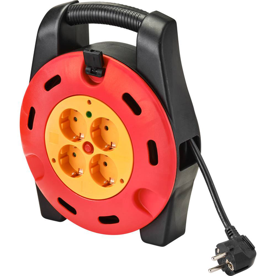Sygonix SY-4928908 Kabelvinda 10.00 m Svart Jordad stickpropp