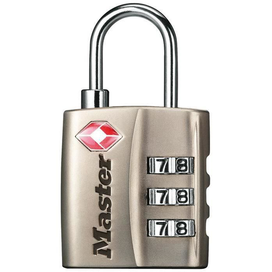 MASTER LOCK 3-siffrigt hänglås - Nickel - 30 mm - TSA-certifierat
