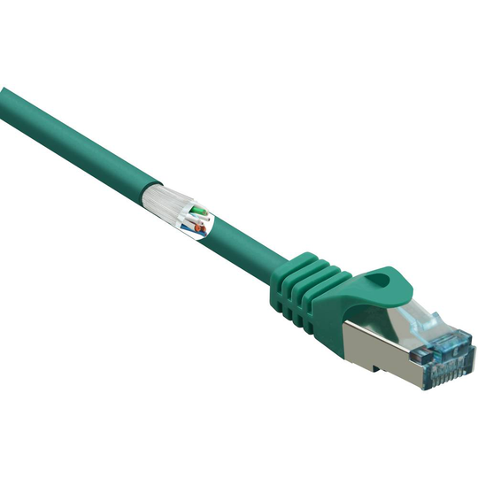 Renkforce RF-5164584 RJ45 Nätverk Anslutningskabel CAT 6A S/FTP 25.00 cm Grön med låsskydd, Flamskyddsmedel