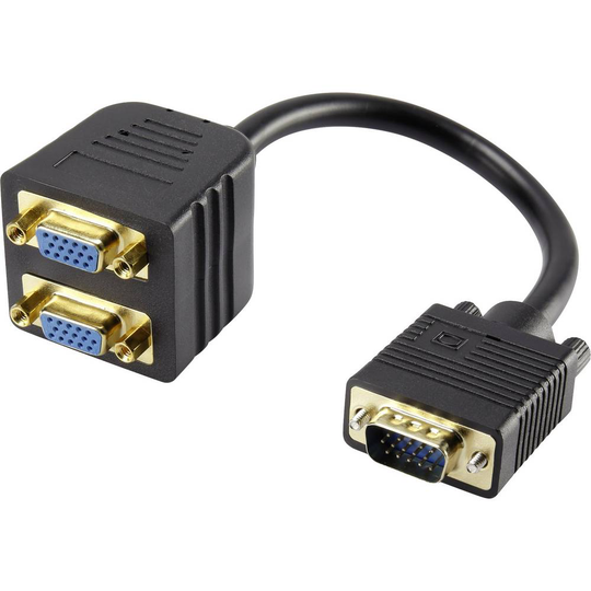 Renkforce VGA Y-adapter [1x VGA hane - 2x VGA hona] Svart guldpläterad kontakt