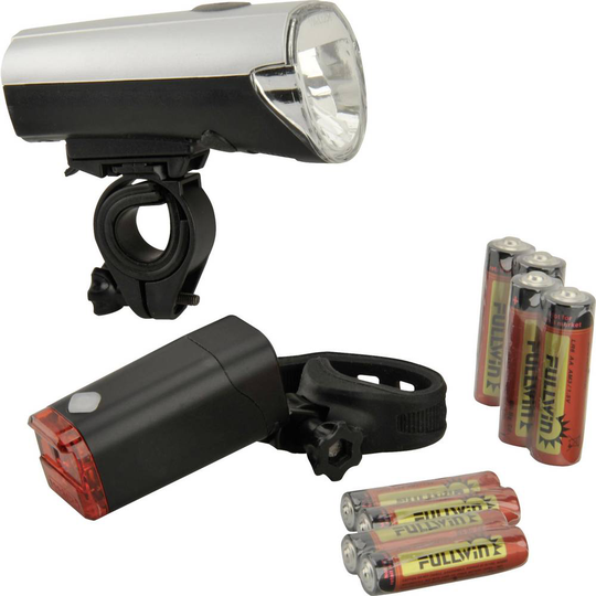 FISCHER FAHRRAD Cykelbelysning-set 85330 LED batteri Silver (matt)