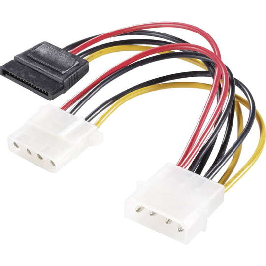 Renkforce Ström Y-adapter [1x IDE-ström 4-pol hane - 1x SATA-strömkontakt hona 15-pol, IDE-ström 4-pol hona] 15.00 cm Svart, Röd, Gul
