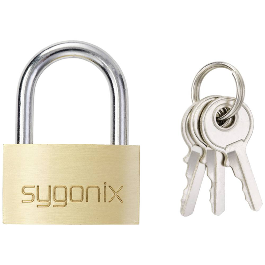 Sygonix SY-5045288 Hänglås 29.8 mm Guldgul Nyckel