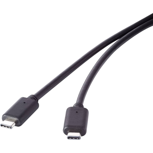 Renkforce RF-4381068 USB 3.2 (Gen 2x2) [1x USB-C® hane - 1x USB-C® hane] 50.00 cm Svart guldpläterad kontakt
