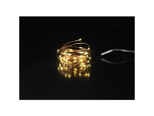 Sygonix SY-4722048 Mini-lyskæde Indvendigt Batteridrevet Antal pærer 40 LED (RGB) Varmhvid Oplyst Længde: 4.3 m Timer