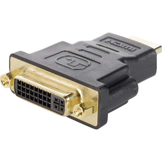 Renkforce HDMI / DVI Adapter [1x HDMI hane - 1x DVI-hona 24+5 pol] Svart guldpläterad kontakt