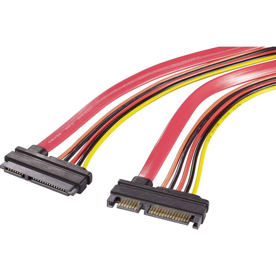 Renkforce Hårddisk, Ström Förlängningskabel [1x SATA-kombi hane 7+15 pol - 1x SATA-kombi hona 7+15 pol] 0.50 m Röd, Orange, Svart, Gul