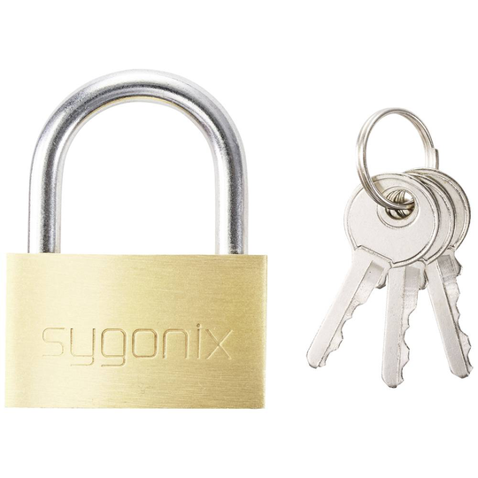 Sygonix SY-5045284 Hänglås 39.8 mm Guldgul Nyckel