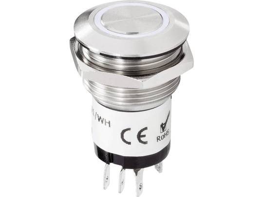 Renkforce RF-4707814 Ringeklokke Belyst Enkel Rustfrit stål, Hvid 24 V DC/ 2 A, 24 V AC/ 1 A