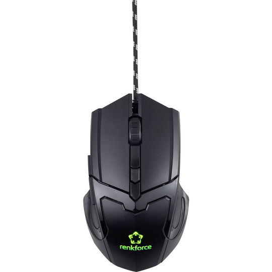 Renkforce RF-GM-X2 Gaming-mus Optisk Upplyst, Ergonomisk, Scrollwheel Svart