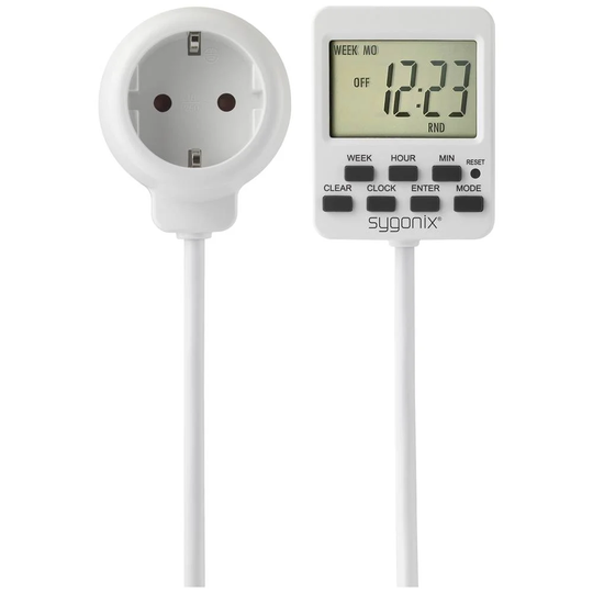 Sygonix SY-5178380 Tidbrytarur digital Veckoprogram 3500 W Nedräkningsfunktion, Kontinuerlig drift, Programmeringsfunktion, Slumpfunktion, Timer-Funktion,