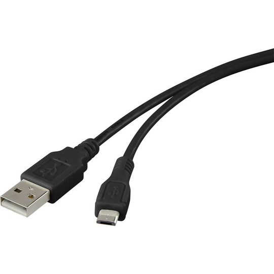 Renkforce RF-4316220 USB 2.0 [1x USB 2.0 A hane - 1x USB 2.0 Micro-B hane] 1.00 m Svart guldpläterad kontakt
