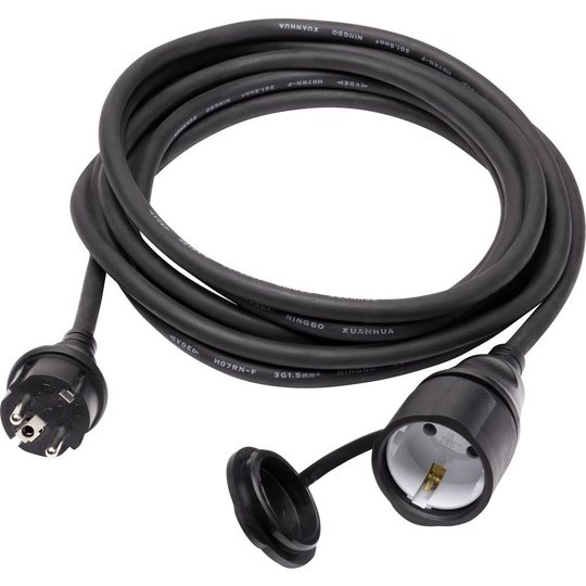 Sygonix SY-5044440 Ström Förlängningskabel 16 A Svart 5.00 m H07RN-F 3G 1,5 mm²