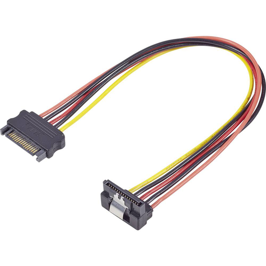 Renkforce Ström Förlängningskabel [1x SATA-strömkontakt hane 15-pol - 1x SATA-strömkontakt hona 15-pol] 30.00 cm Svart, Röd, Gul