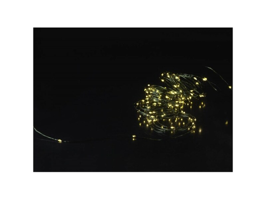 Sygonix SY-4722044 Mini-lyskæde Indvendigt/udvendigt Batteridrevet Antal pærer 100 LED (RGB) Varmhvid Oplyst Længde: 10.4 m variabelt justerbar, Time