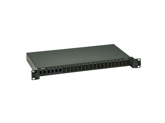 LAURITZ KNUDSEN Fiber patchpanel basis Actassi 19" udtræksbar 1HE for 24 stk. LC duplex adapter (48 fiber), farve: sort