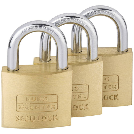 Burg Wächter 15291 Hänglås 37.60 mm Set 3 st Mässing Nyckel