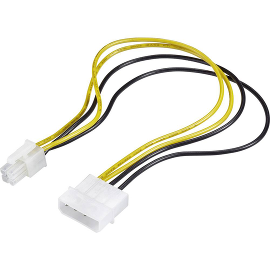 Renkforce Ström Anslutningskabel [1x ATX hona 4-pol - 1x IDE-ström 4-pol hane] 30.00 cm Gul, Svart